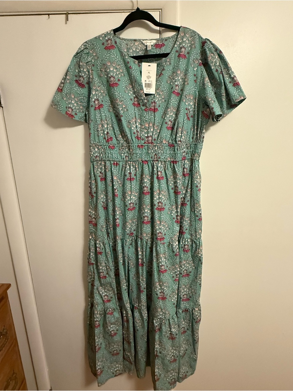 crown & ivy Teal Maxi Dress with Pink Floral Motif - Picture 2 of 9